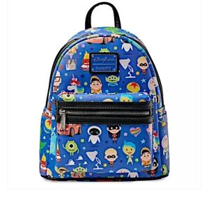 Loungefly Blue Cartoon Character Backpack DISNEY Cars Wall E Buzz Incredibles